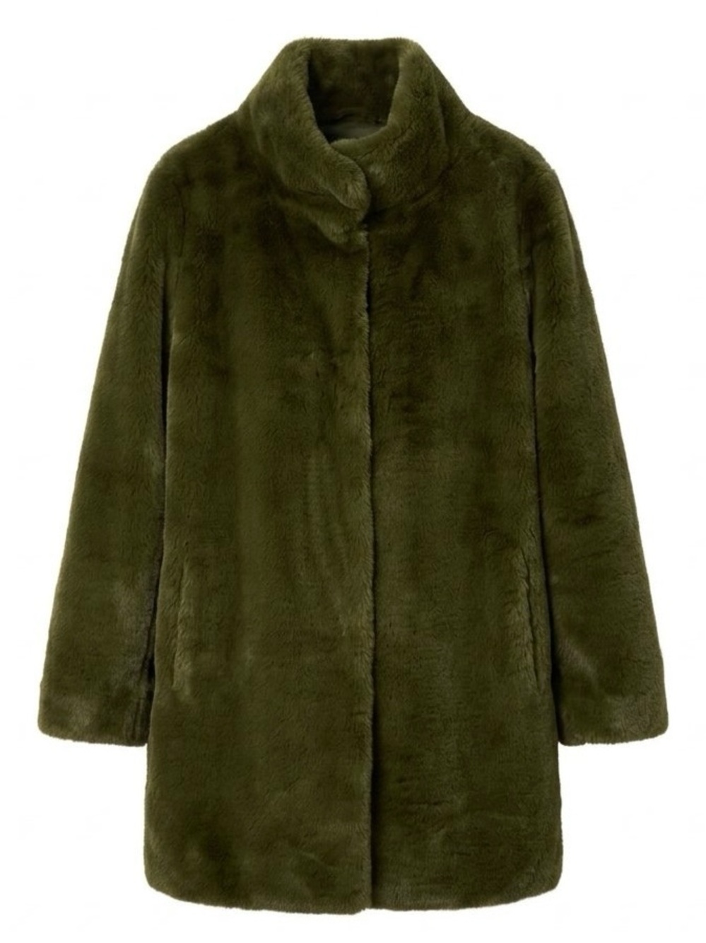 Stella + Lorenzo Olive Green Faux-Fur Coat